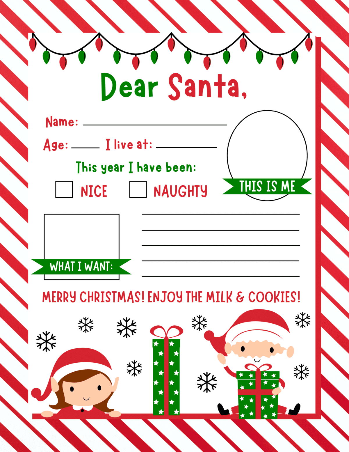 10 Free Printable Letters To Santa Templates - Prudent Penny Pincher intended for Free Printable Letter To Santa Template