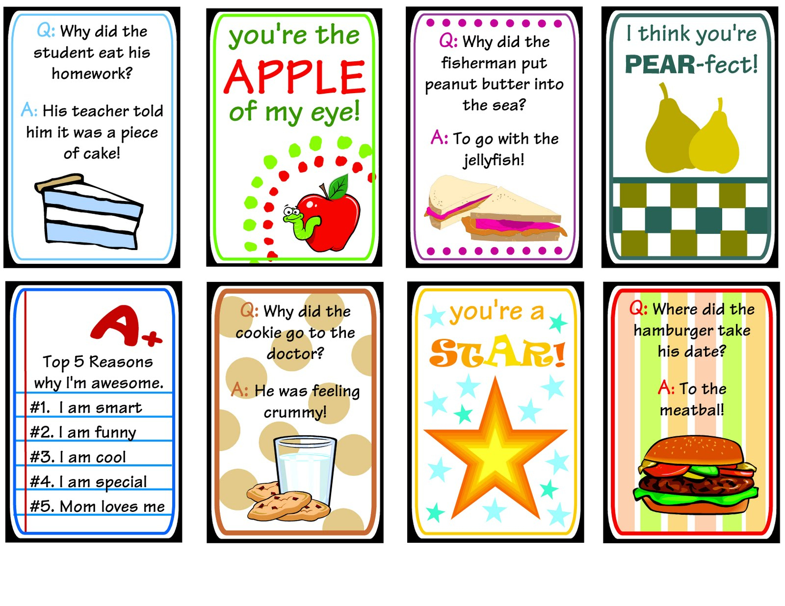10 Sets Of Free Lunch Box Notes intended for Lunch Box Notes Free Printables