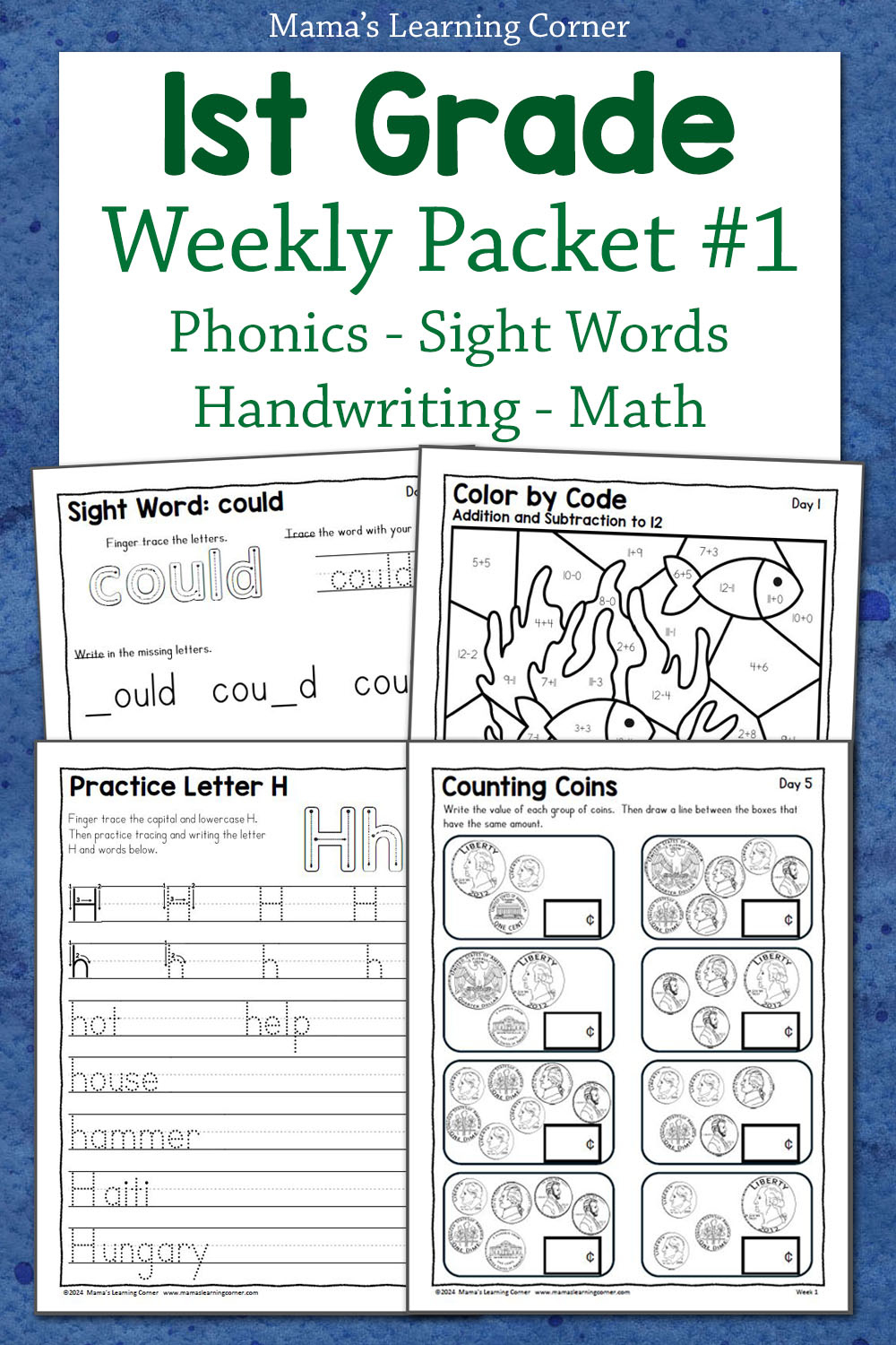 1St Grade Summer Review Worksheets – Week 1 - Mamas Learning Corner inside Free Printable First Grade Worksheets