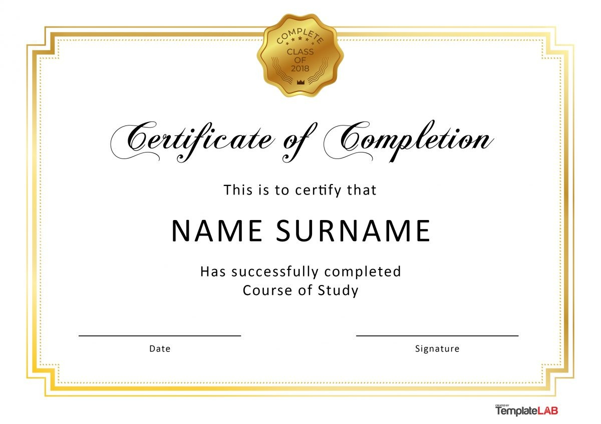 23 Free Certificate Of Completion Templates [Word, Powerpoint] with Free Certificates of Completion Printables
