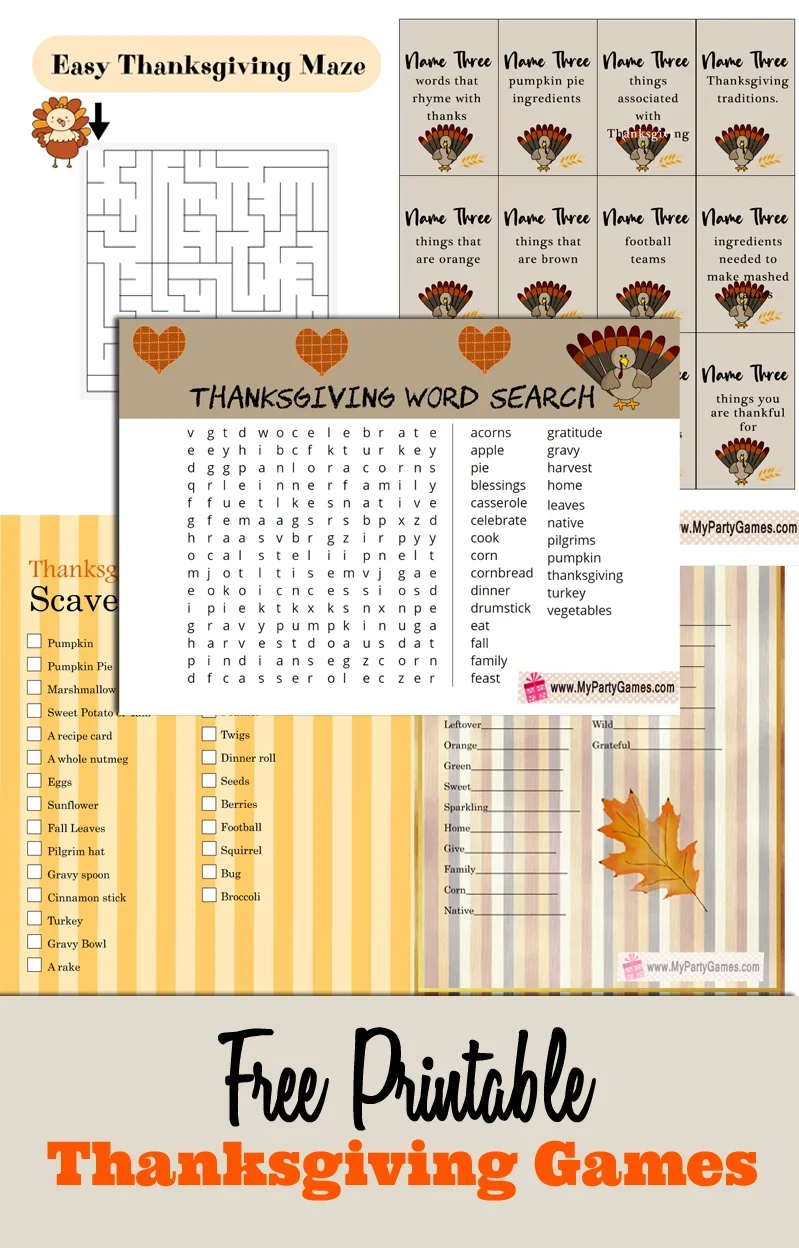 23 Free Printable Thanksgiving Games regarding Free Printable Games For Thanksgiving