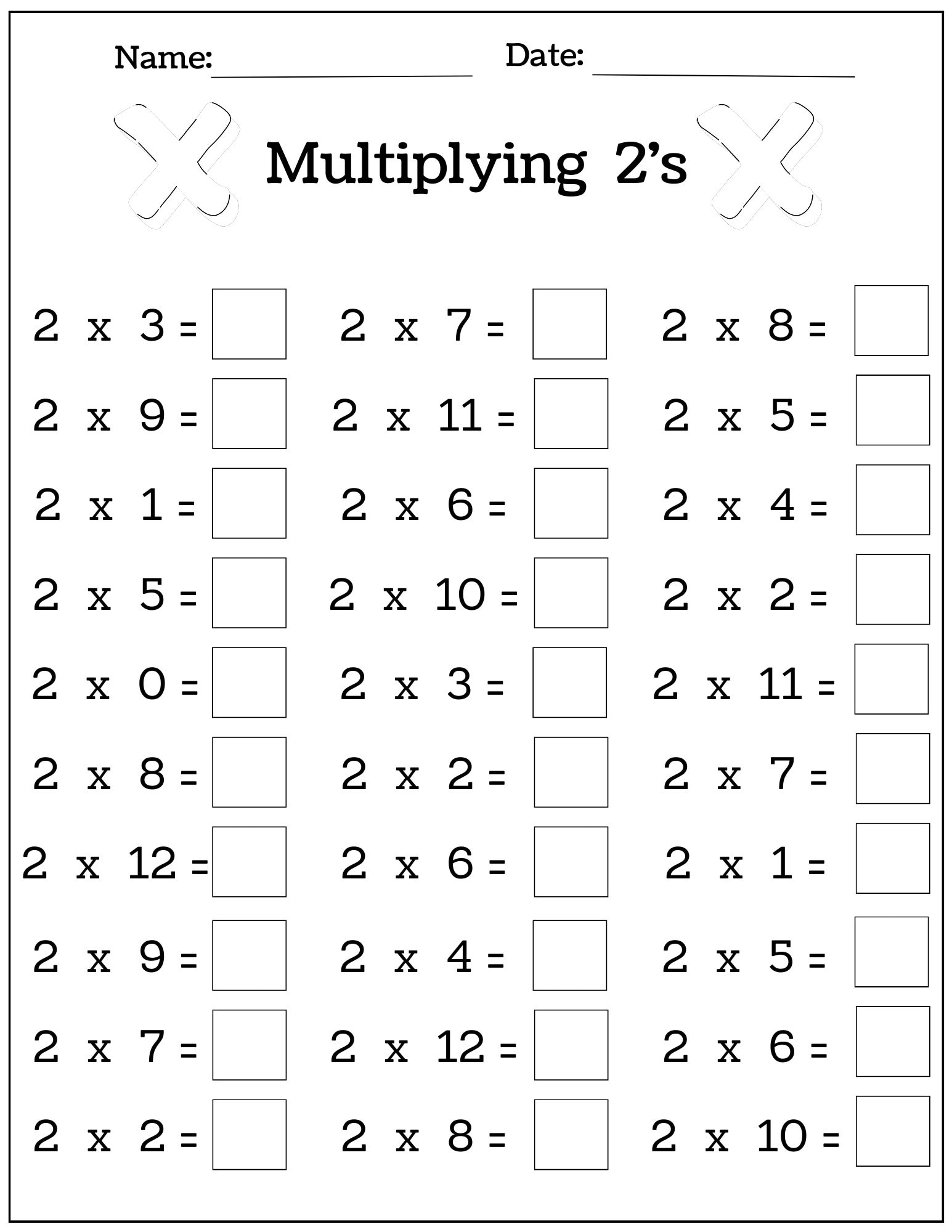 24 Printable Multiplication Worksheets, Fill In The Blanks for Free Printable Worksheets For Multiplication