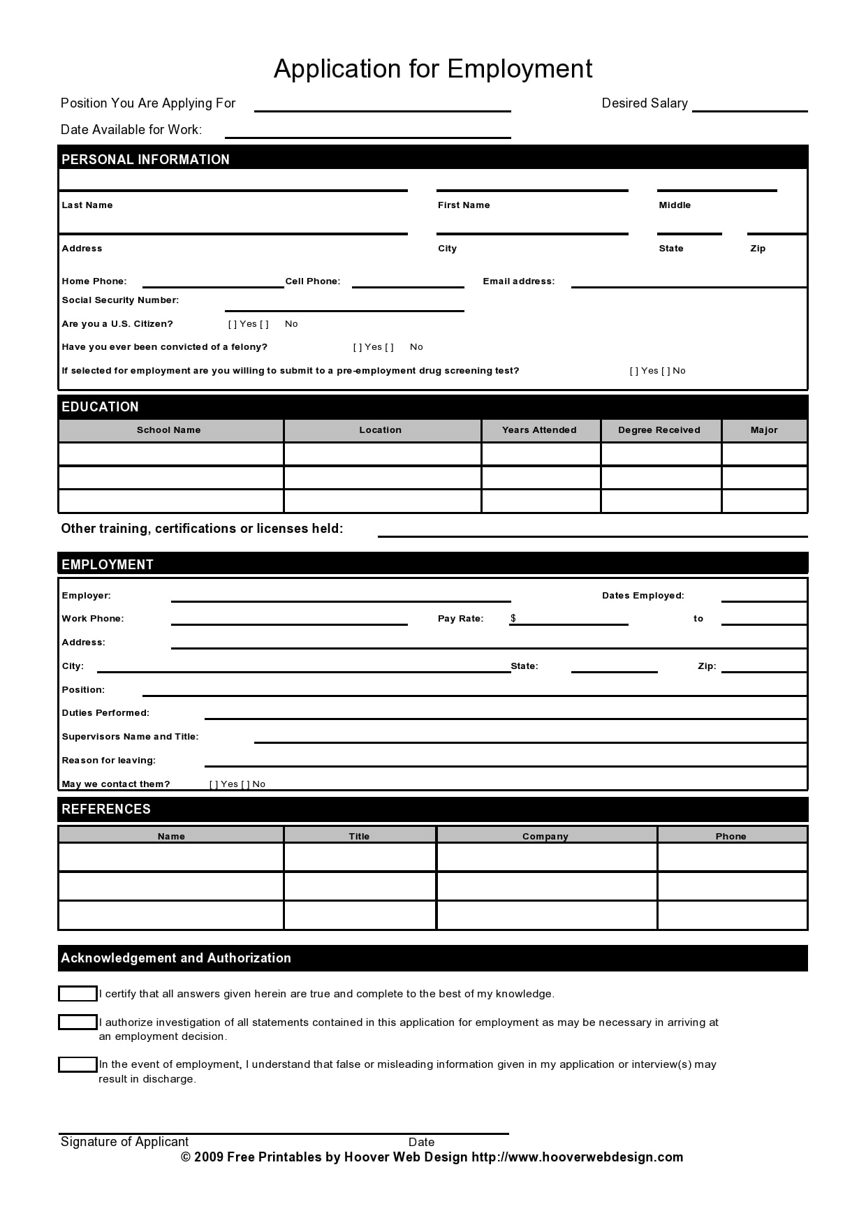 27 Basic Employment Application Templates [Free] in Free Printable Job Application