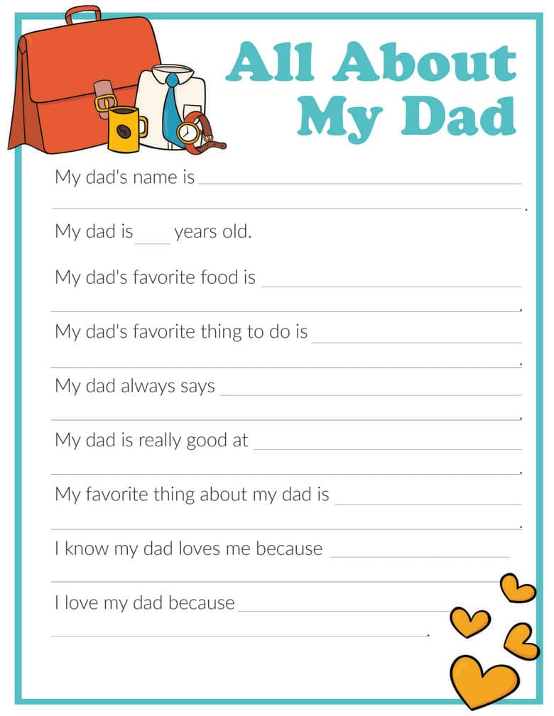 3 Free &amp;quot;All About My Dad&amp;quot; Printables throughout All About Dad Printable Free Download