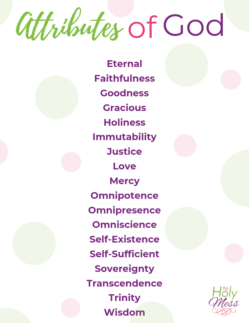 30 Attributes Of God Printable - The Holy Mess pertaining to Printable Attributes Of God List