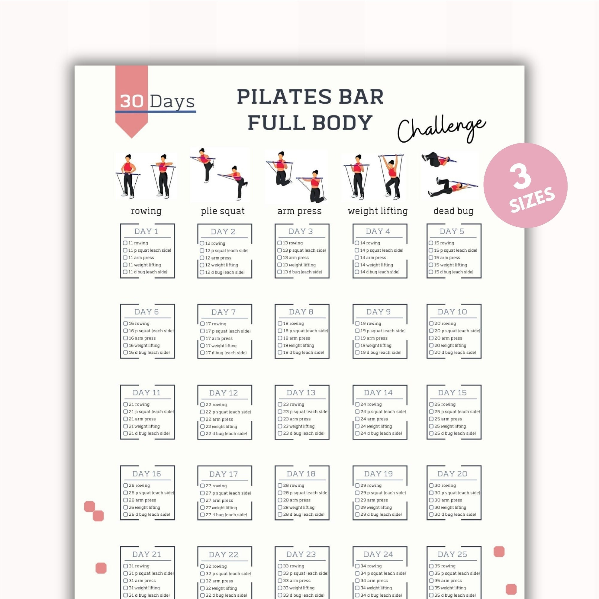 30-Day Pilates Bar Challenge: Full Body Workout Guide | Printable intended for Free Downloadable Wall Printable Printable Pilates Bar Workout