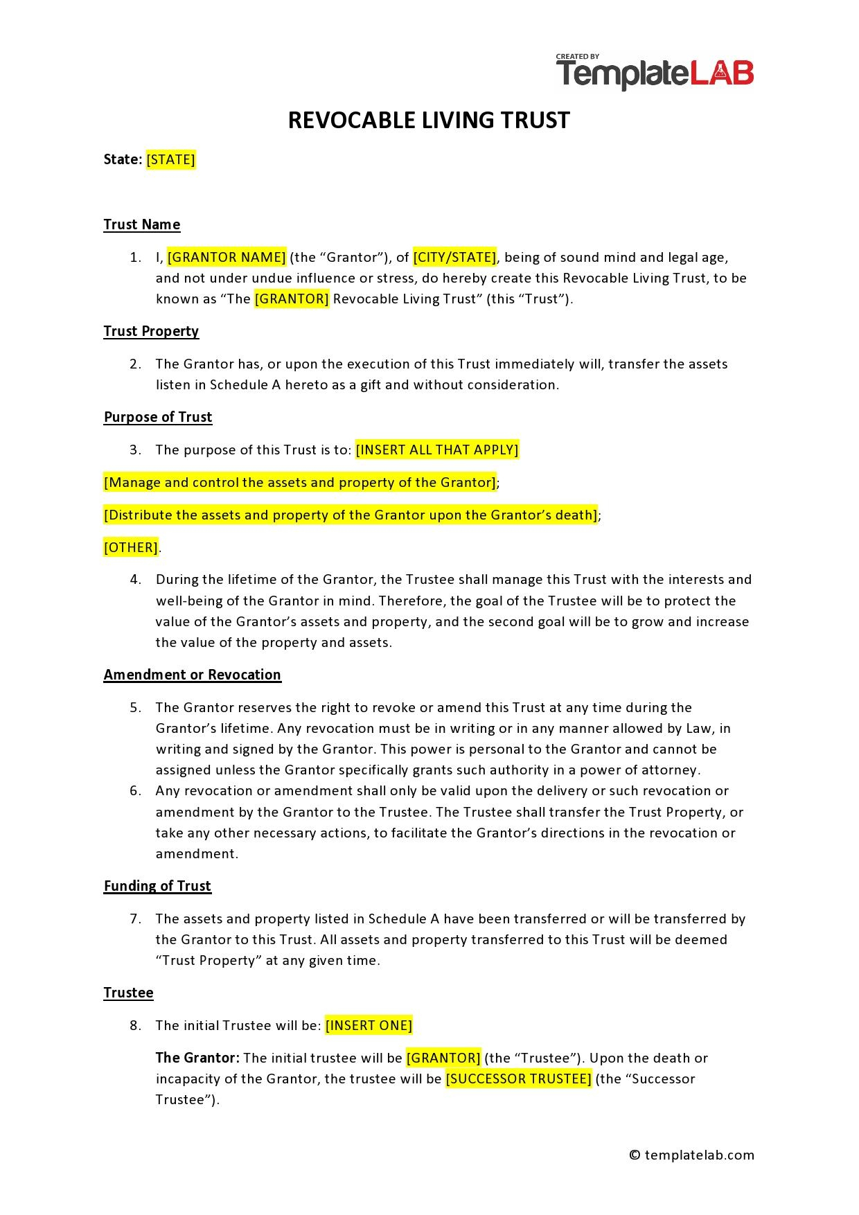 34 Free Living Trust Forms ( &amp;amp; Documents) ᐅ Templatelab throughout Free Printable Living Trust Forms