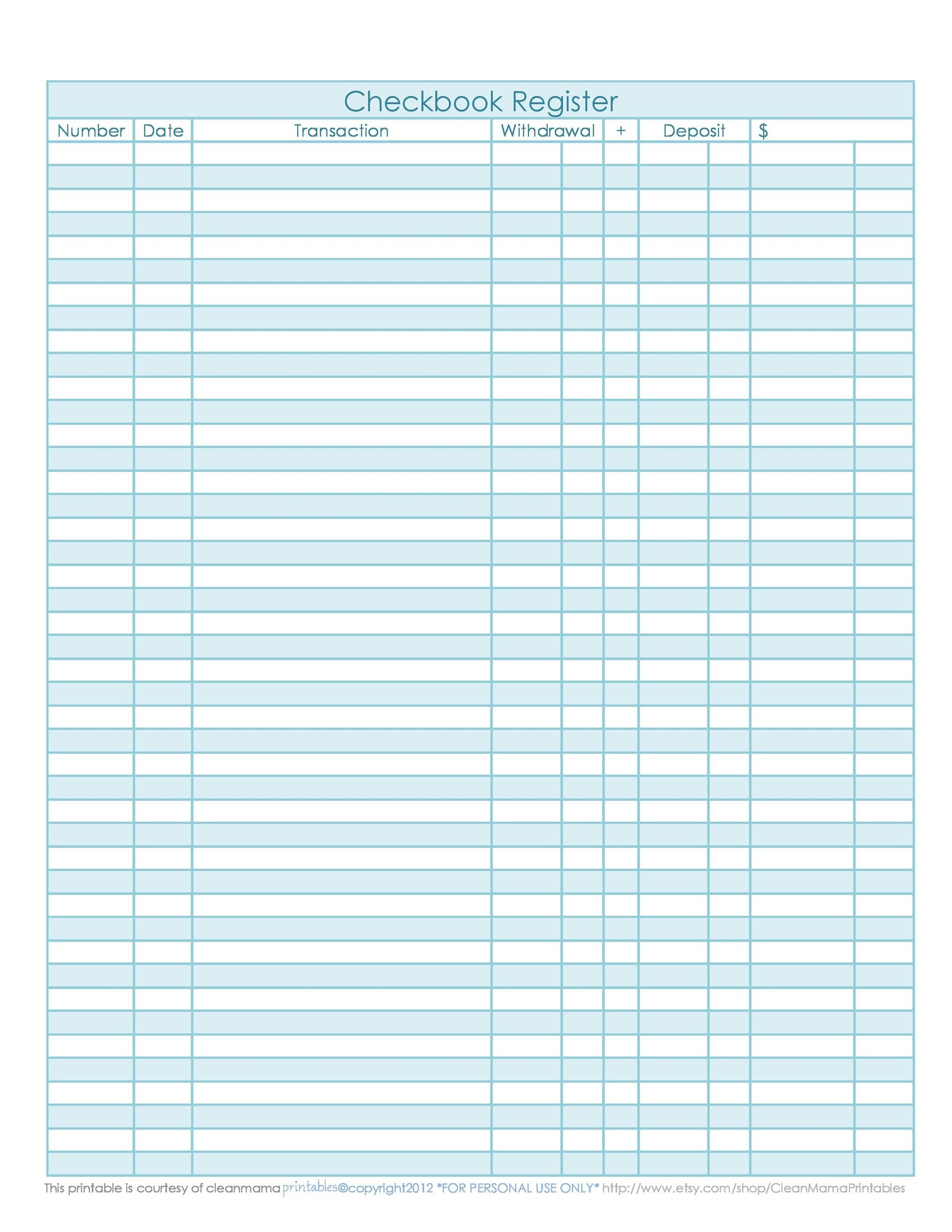 39 Checkbook Register Templates [100% Free, Printable] ᐅ Templatelab throughout Free Printable Checking Account Register
