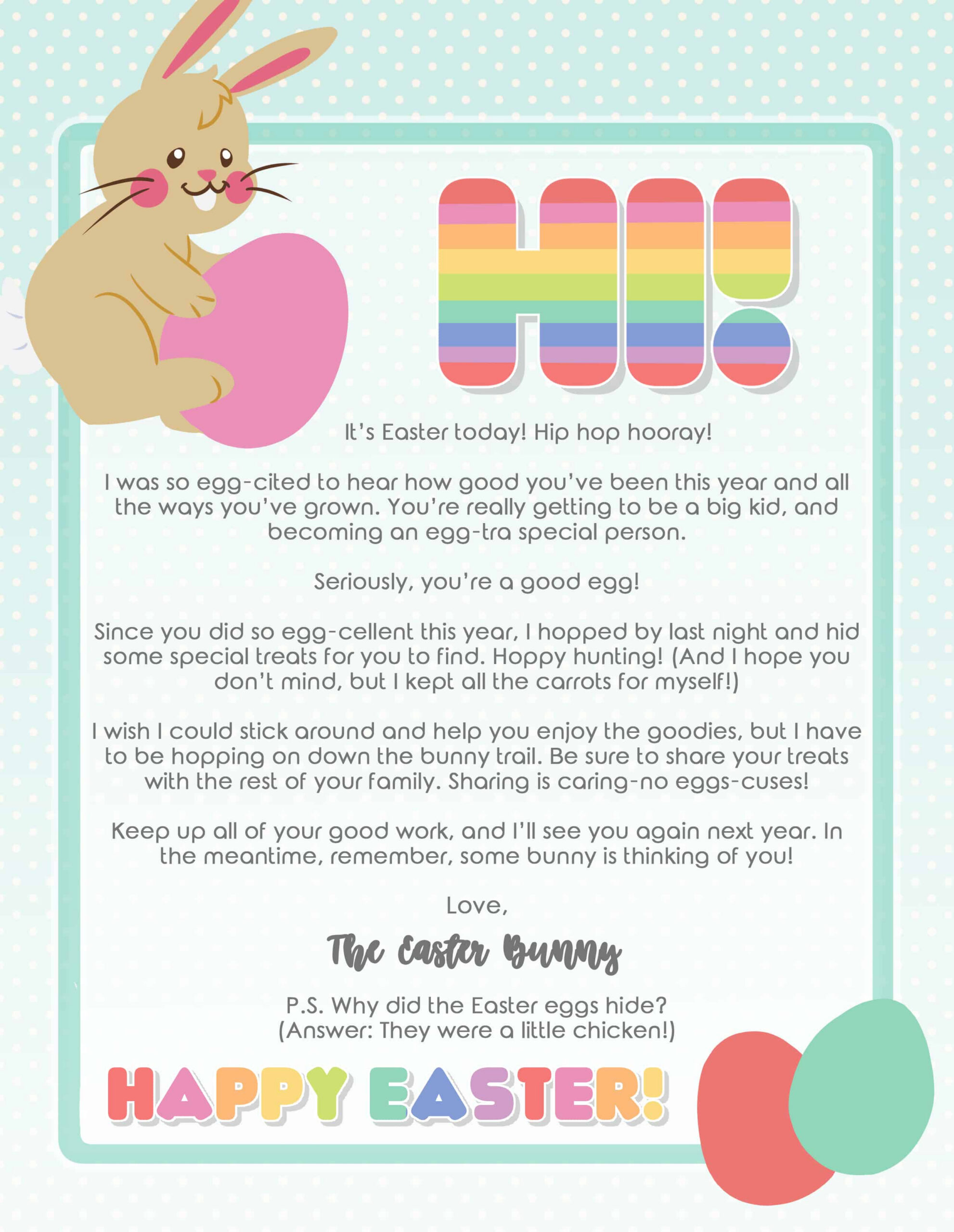4 Free Printable Easter Bunny Letters throughout Letter From Easter Bunny Printable