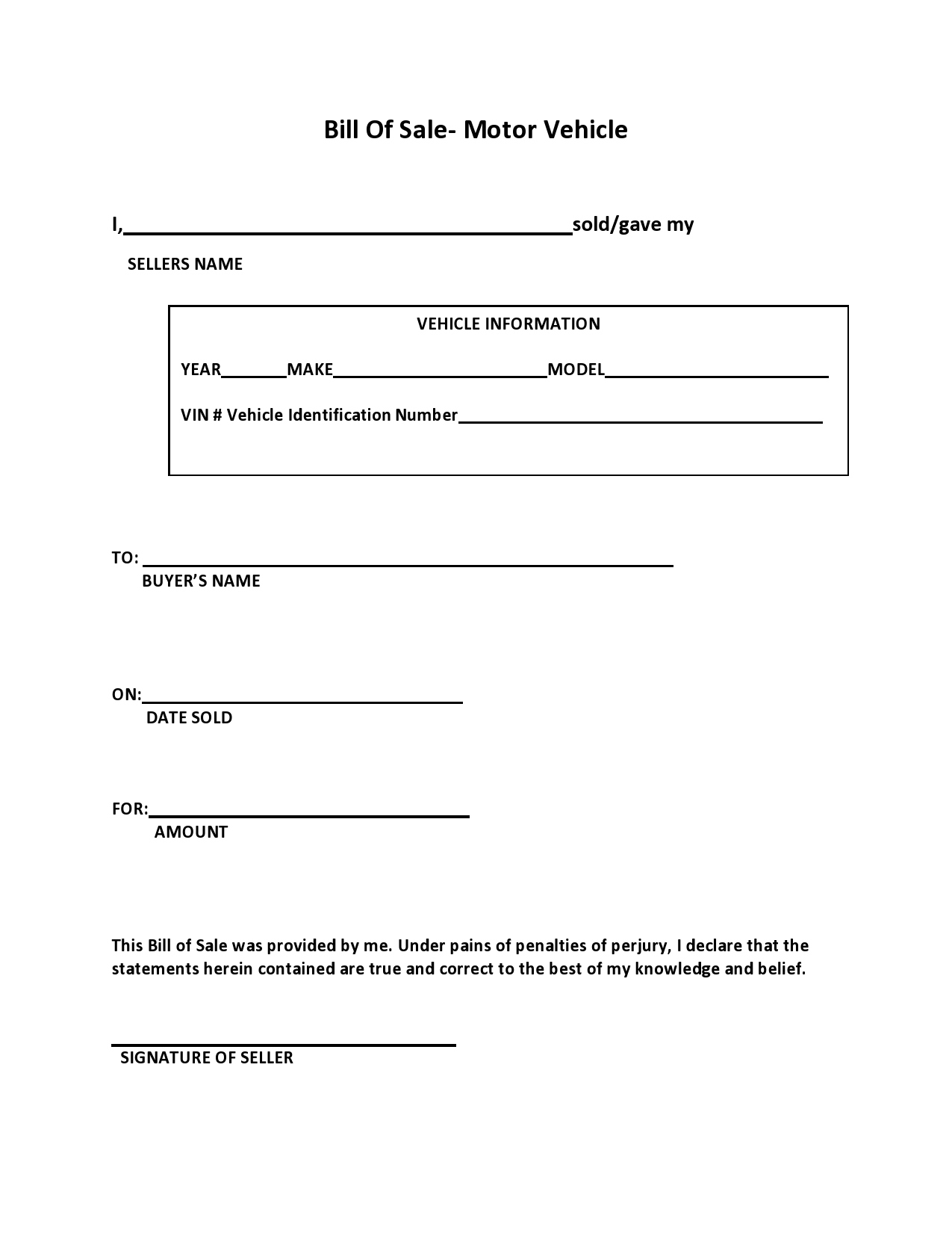 40 Printable Bill Of Sale For A Car Samples [Word, Pdf] throughout Free Printable Car Bill of Sale