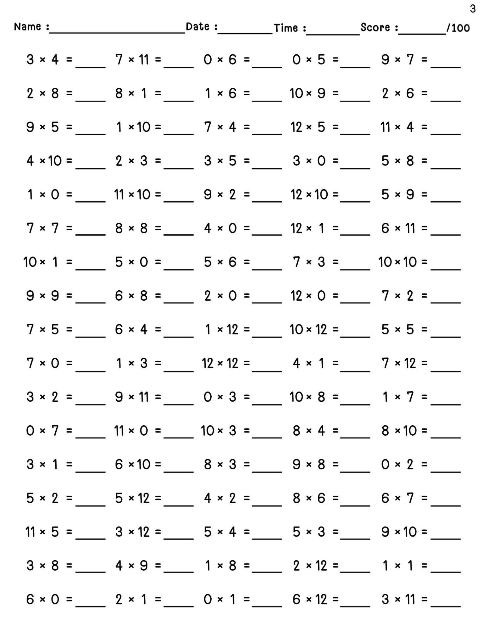 40 Printable Multiplication Worksheets | Single Digit (1–12) | 100 in Multiplication Worksheets 1-12 Printable