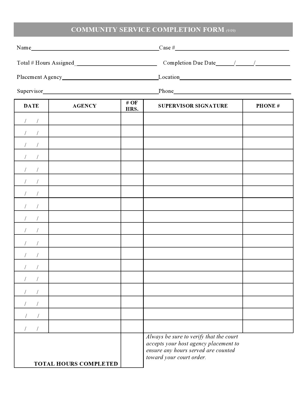 44 Printable Community Service Forms (Ms Word) ᐅ Templatelab with regard to Free Printable Community Service Forms