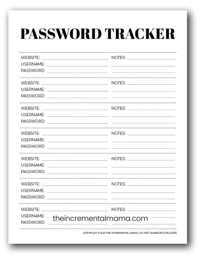 7 Free Printable Password Keeper Printables To Download Instantly within Free Printable Password Keeper Printable