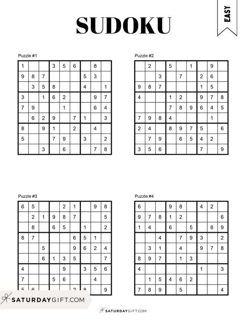72 Free Printable Sudoku Puzzles | Saturdaygift pertaining to Printable Sudoku 1 Per Page