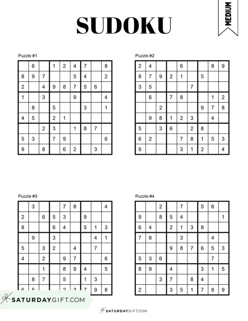 72 Free Printable Sudoku Puzzles | Saturdaygift pertaining to Sudoku Printable 4 Per Page