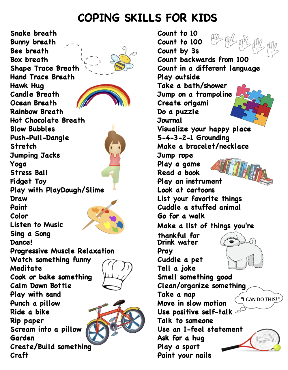 75 Coping Skills For Kids (Free Printable) – Krista H Counseling with regard to Free Printable Coping Skills Lists