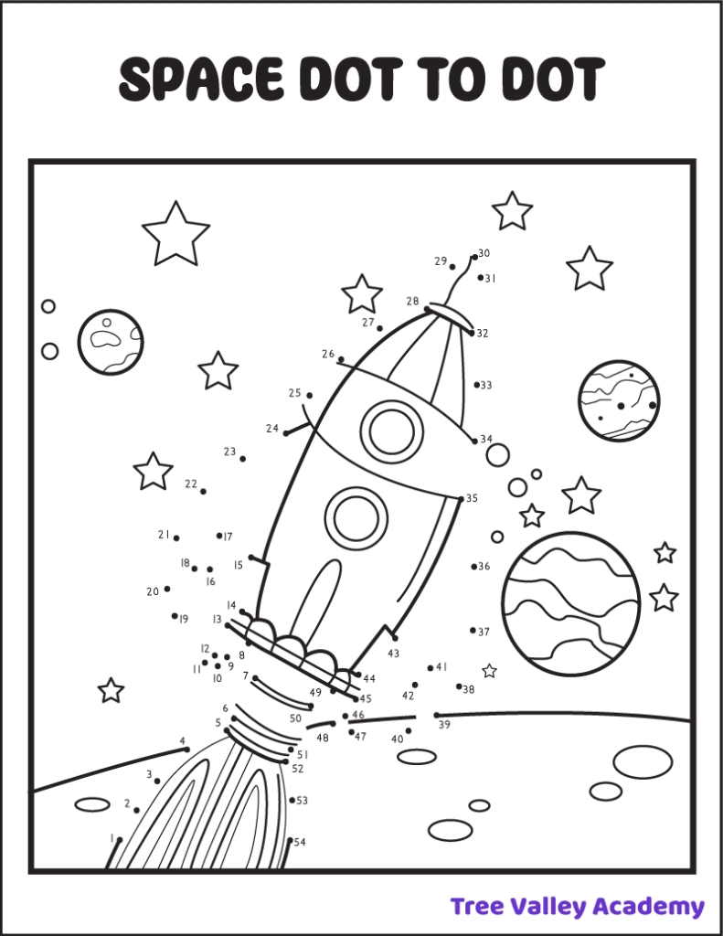 8 Space Dot To Dot Coloring Pages - Tree Valley Academy pertaining to Dot to Dot Printable