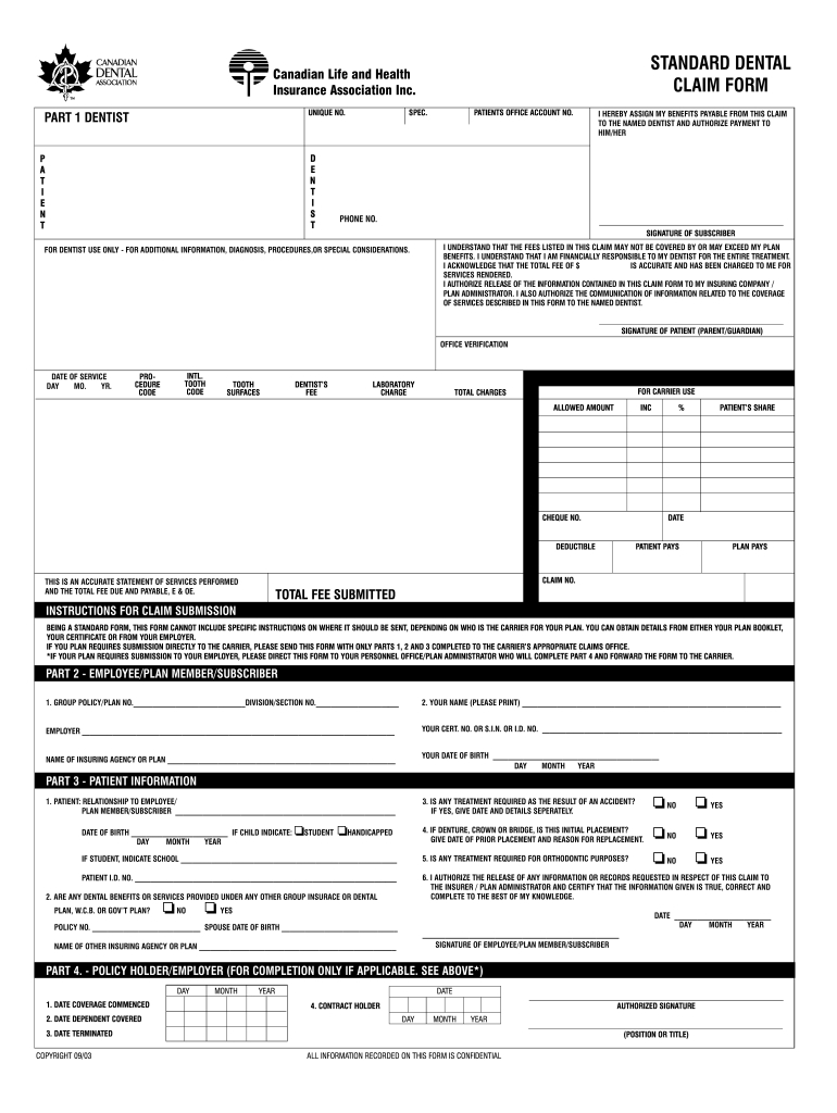Ada Claim Form - Fill Online, Printable, Fillable, Blank | Pdffiller within Free Printable Ada Dental Claim Form