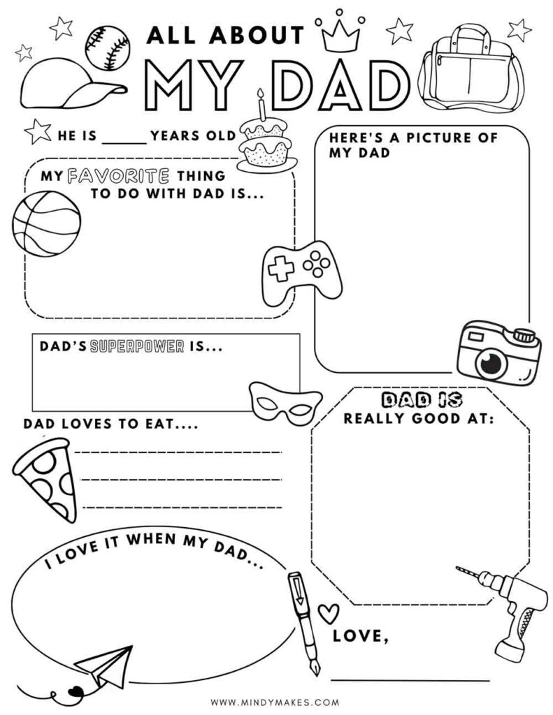 All About Dad Free Printable Pdf - Mindymakes with regard to All About Dad Printable Free Download