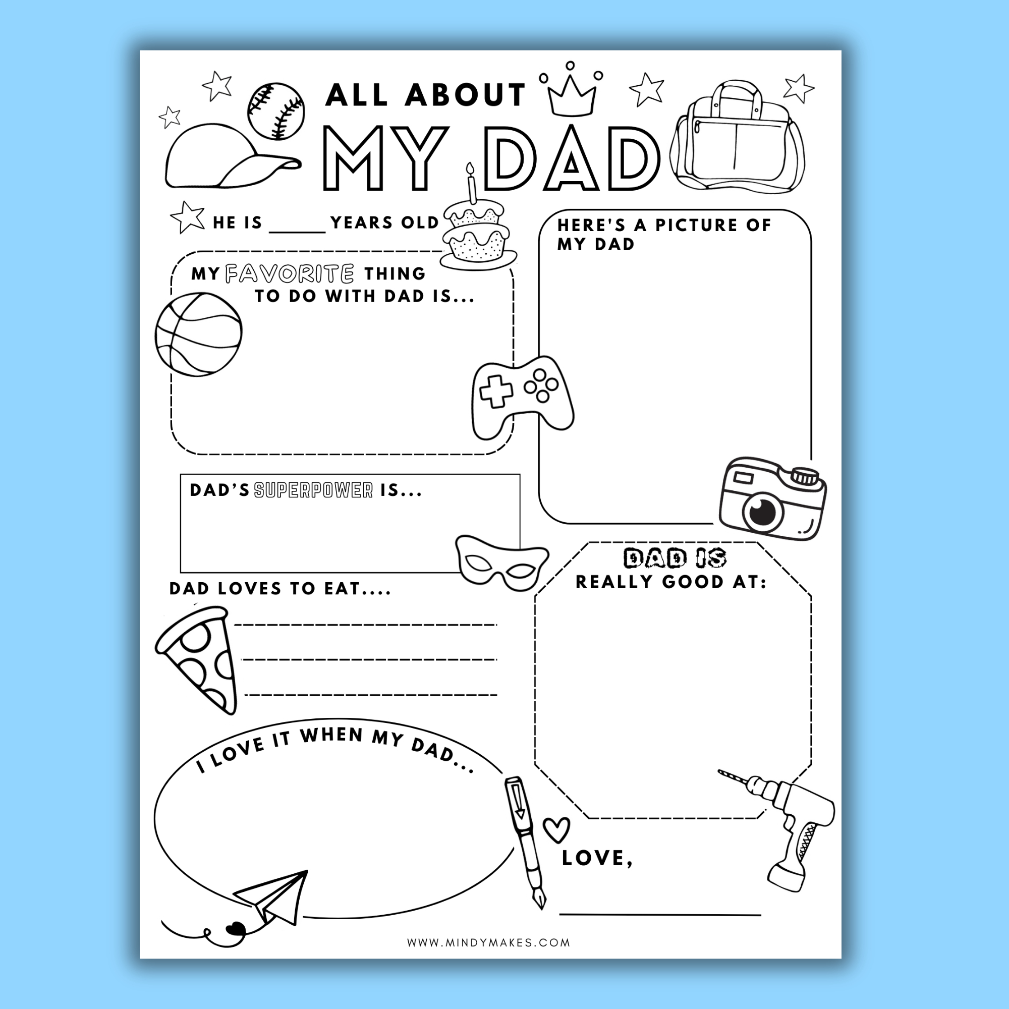 All About Dad Free Printable Pdf - Mindymakes within Preschool All About My Dad Printable