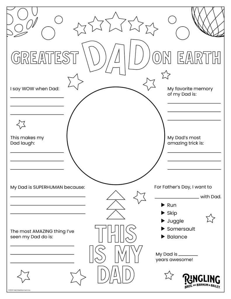 All About My Dad Printable Activity - Ringling Bros. And Barnum for Father'S Day About My Dad Printable