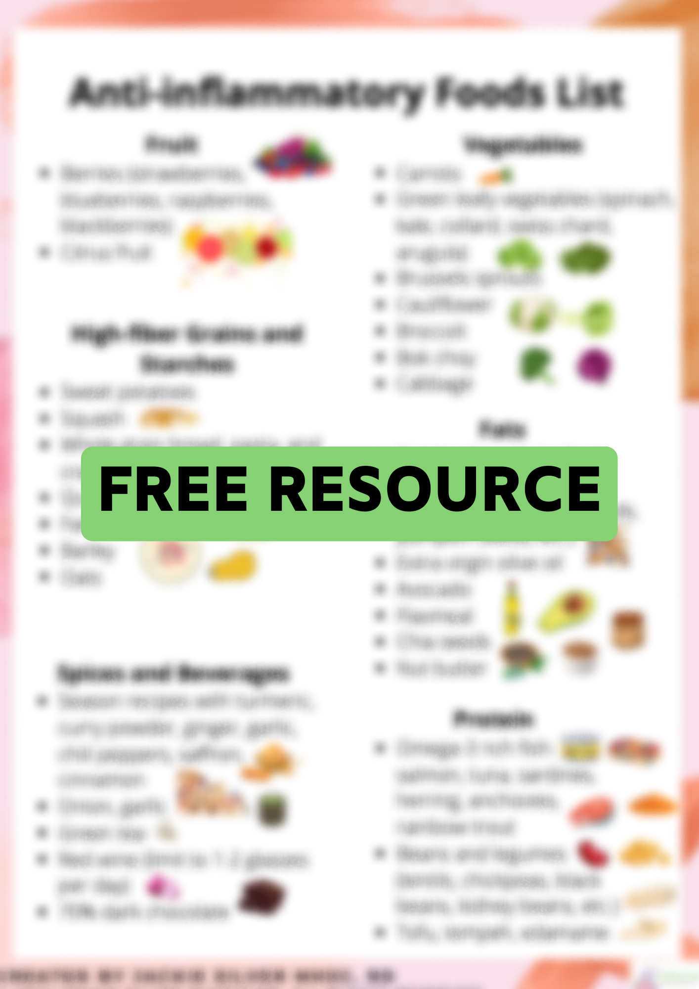Anti-Inflammatory Food List - Well Resourced Dietitian in Printable Anti Inflammatory Food List
