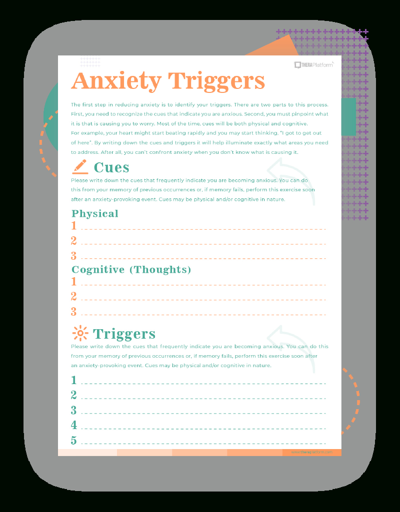 Anxiety Worksheets - Theraplatform Resources with regard to Free Printable Anxiety Worksheets For Adults