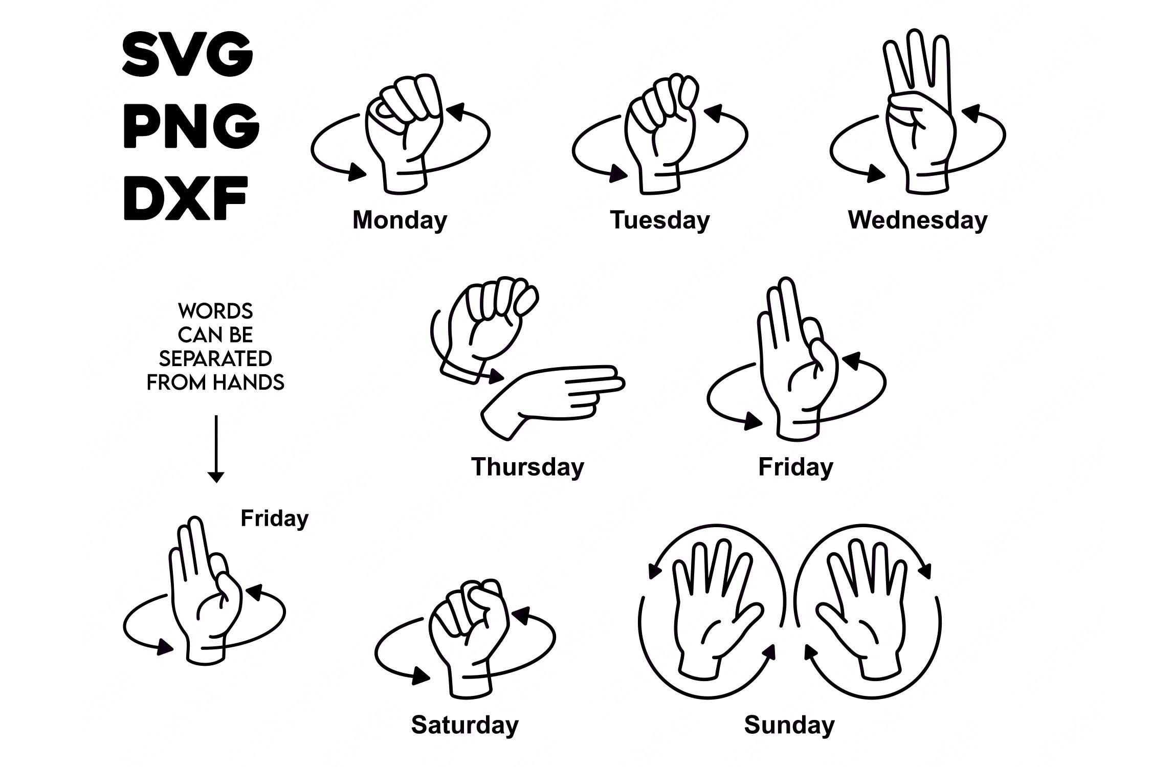 Asl American Sign Language Days Of The Week (2863151) throughout Asl Days Of The Week Printable