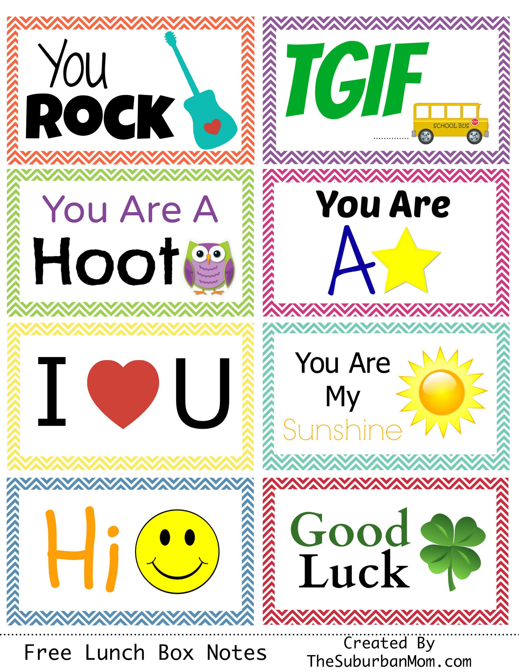 Back To School: Free Printable Lunch Box Notes - Thesuburbanmom in Lunch Box Notes Free Printables