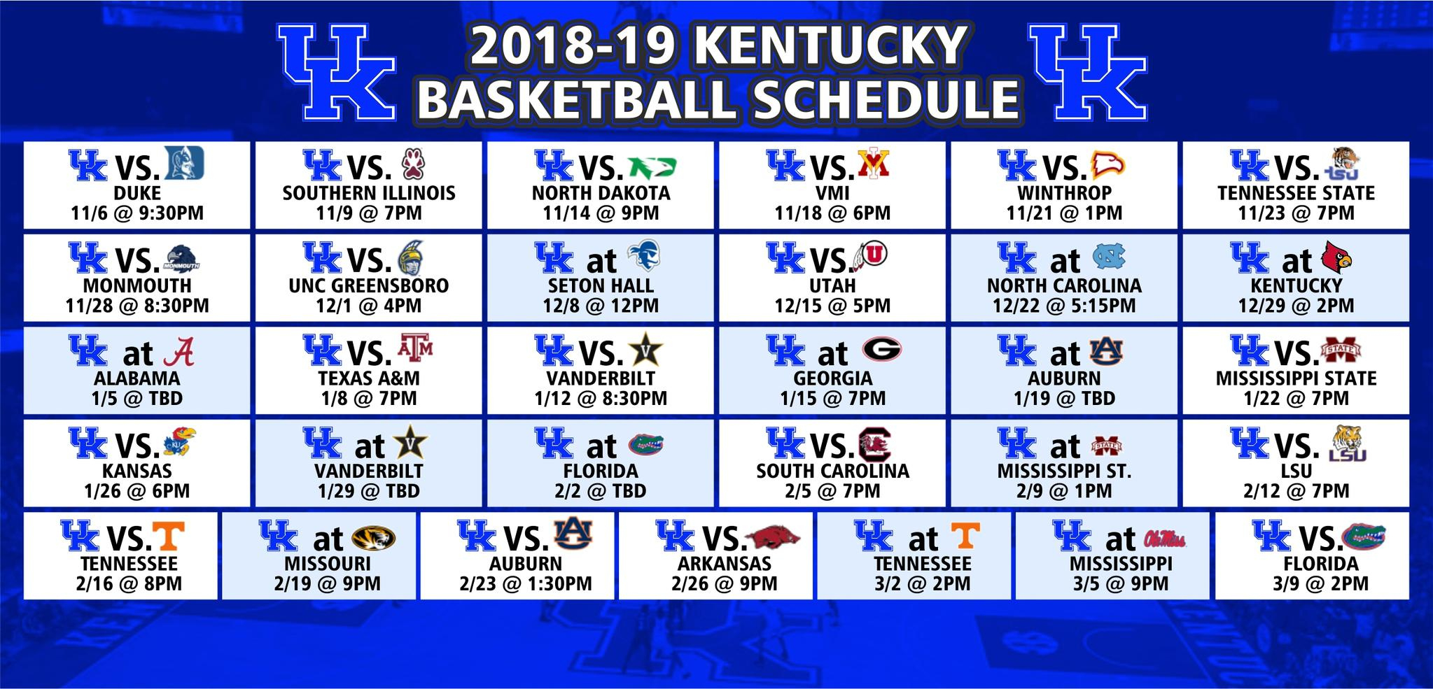 Basketball Schedule - Jd Becker&amp;#039;S Uk &amp;amp; Uofl Superstore intended for Kentucky Wildcats Printable Basketball Schedule
