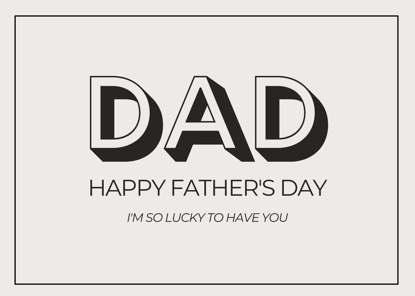 Black And White Print Fathers Day Card Free, Printable Father&amp;#039;S Day intended for Father&amp;#039;S Day Template Printable Free