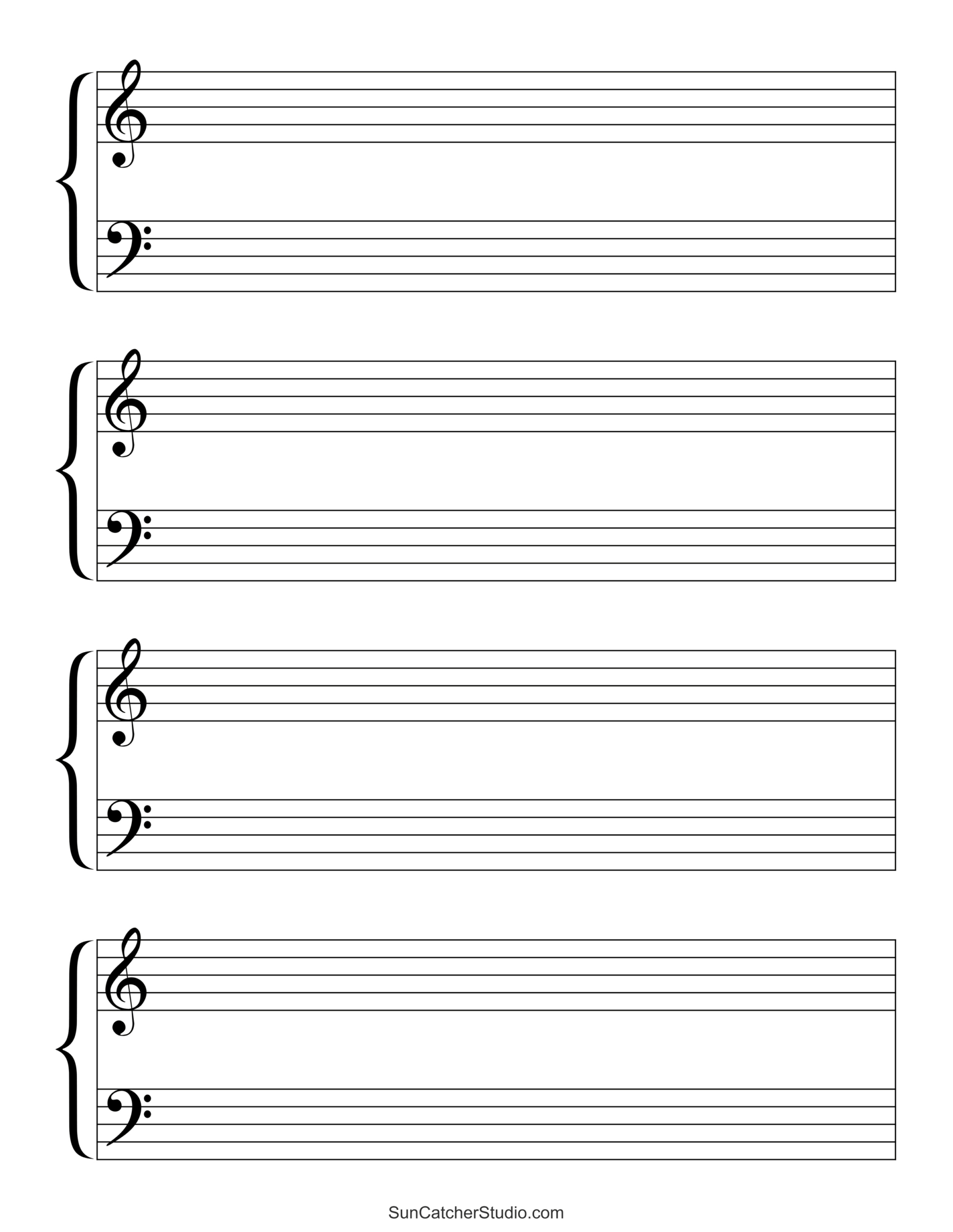 Blank Sheet Music (Free Printable Staff Paper) – Free Printables for Sheet Music Piano Free Printable