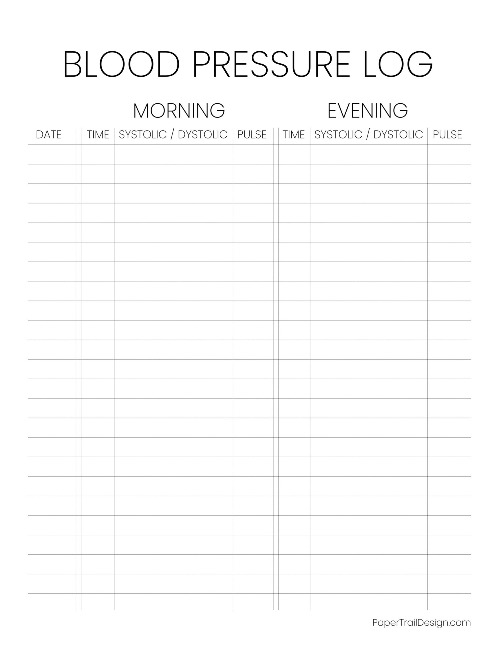 Blood Pressure Log Sheet - Paper Trail Design with regard to Free Blood Pressure Log Printable