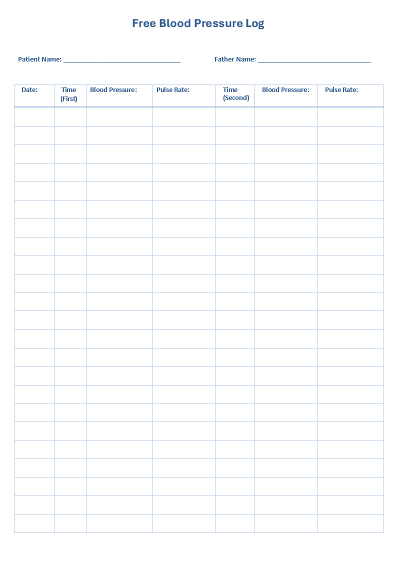 Blood Pressure Log Template | Free Word Templates regarding Blood Pressure Log Printable Free