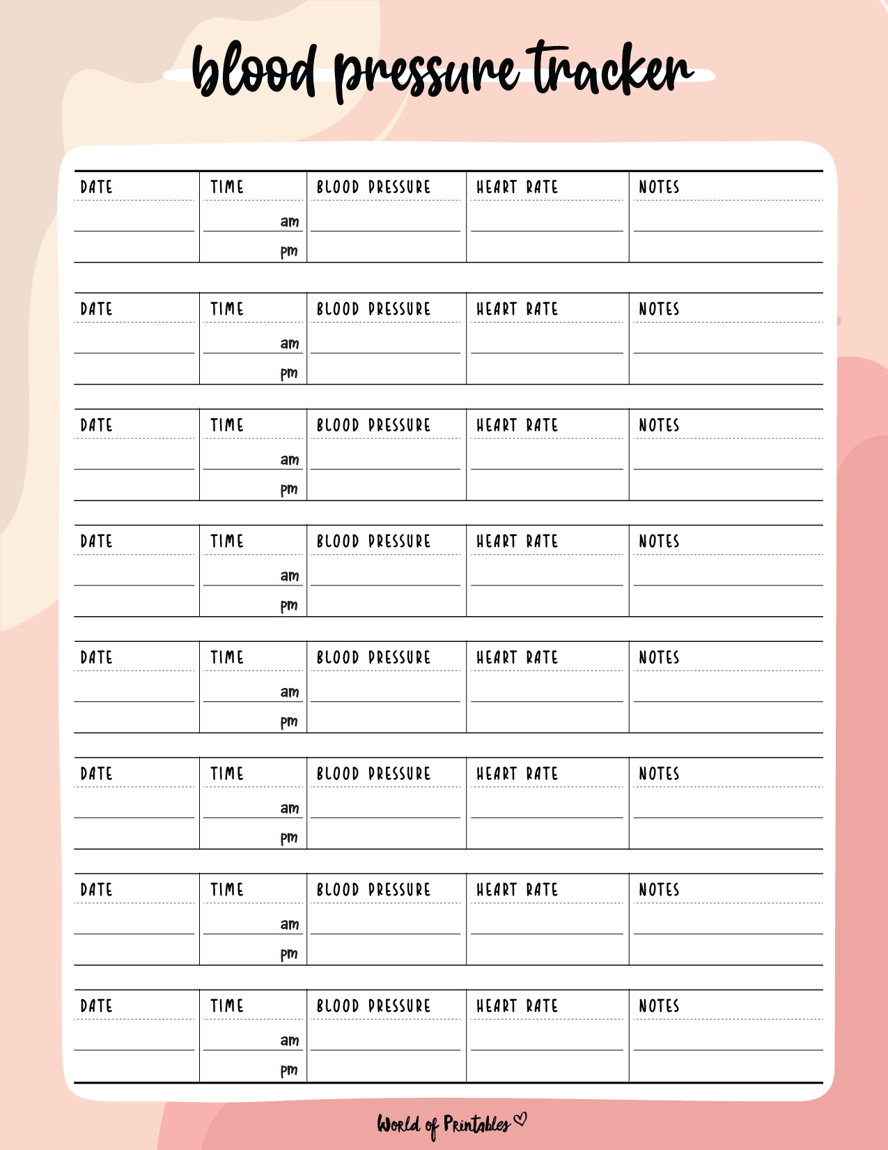 Blood Pressure Trackers - World Of Printables pertaining to Blood Pressure Daily Log Printable