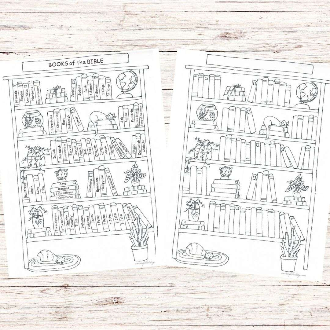 Books Of The Bible Bookshelf Tracker - Wonder-Filled Days intended for Books of the Bible Bookshelf Printable