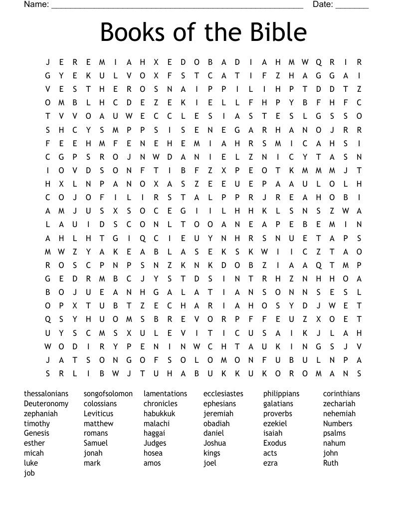 Books Of The Bible Word Search - Wordmint with Free Bible Word Search Printable