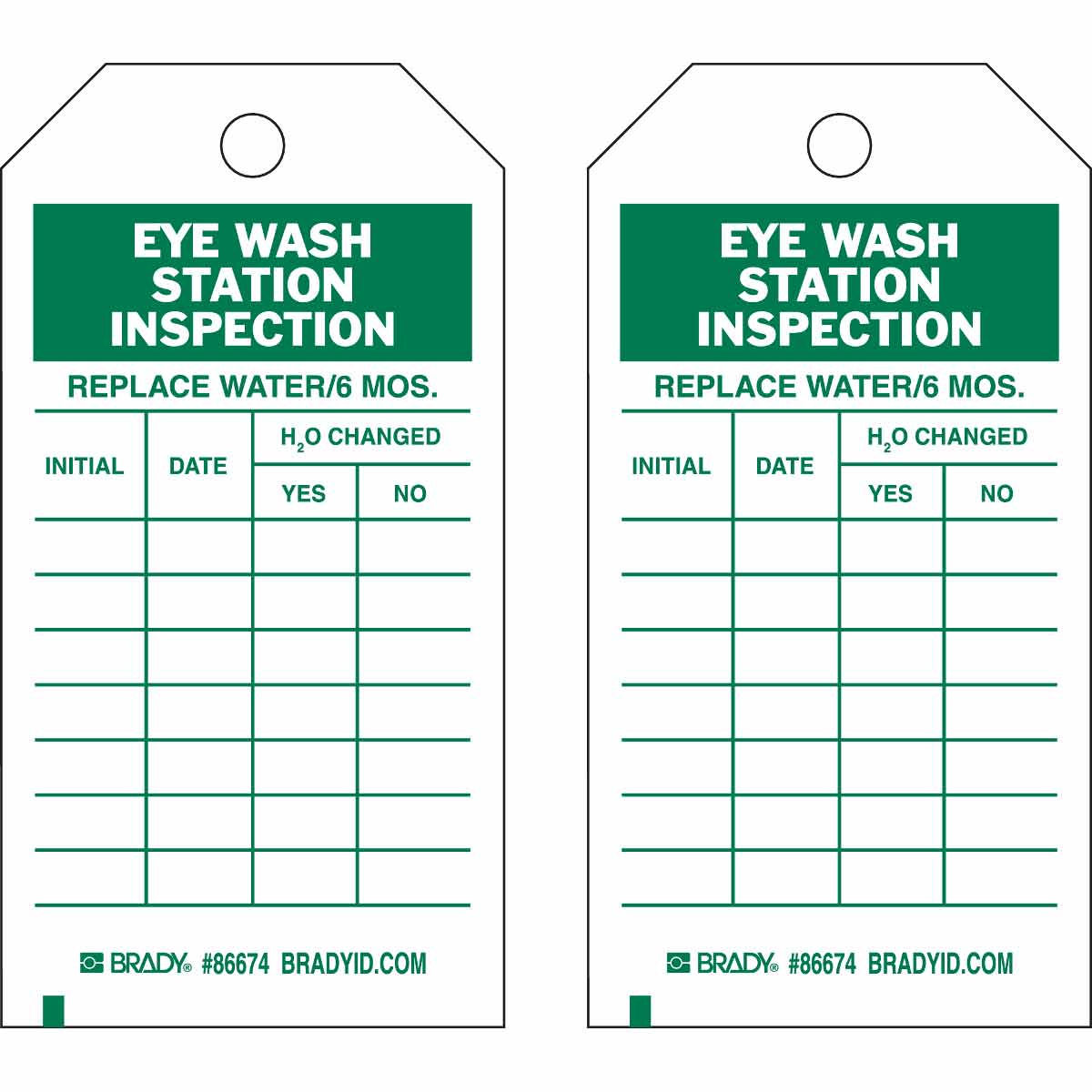 Brady Part: 86674 | Eye Wash Inspection Tags | Bradyid with regard to Free Printable Eye Wash Station Inspection Sheet