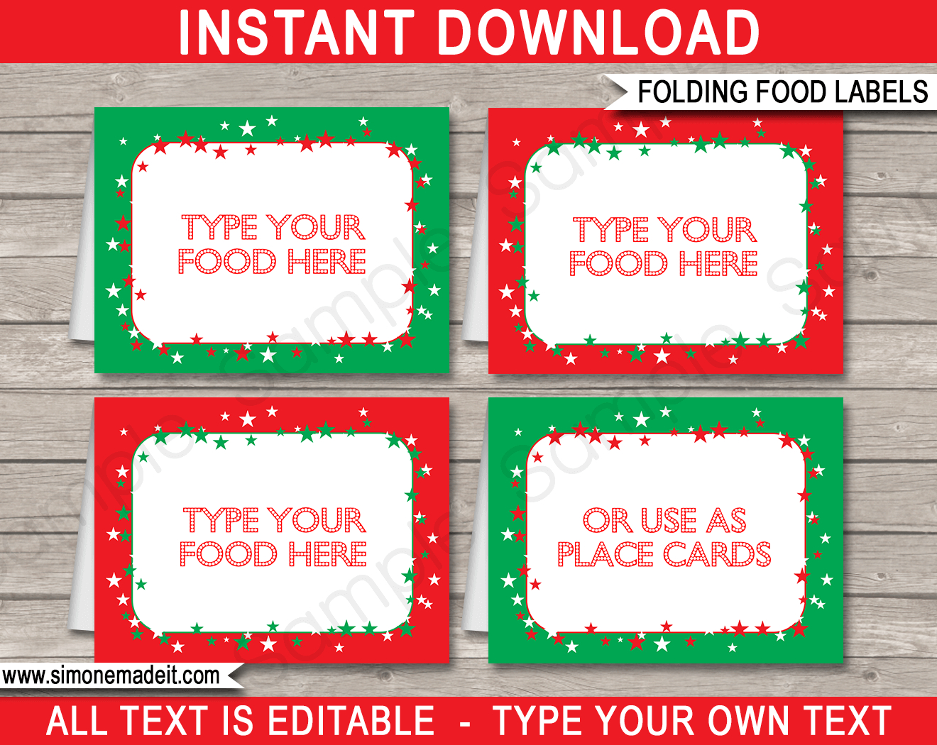 Christmas Party Food Labels Template - Red & Green inside Christmas to and From Printable Labels