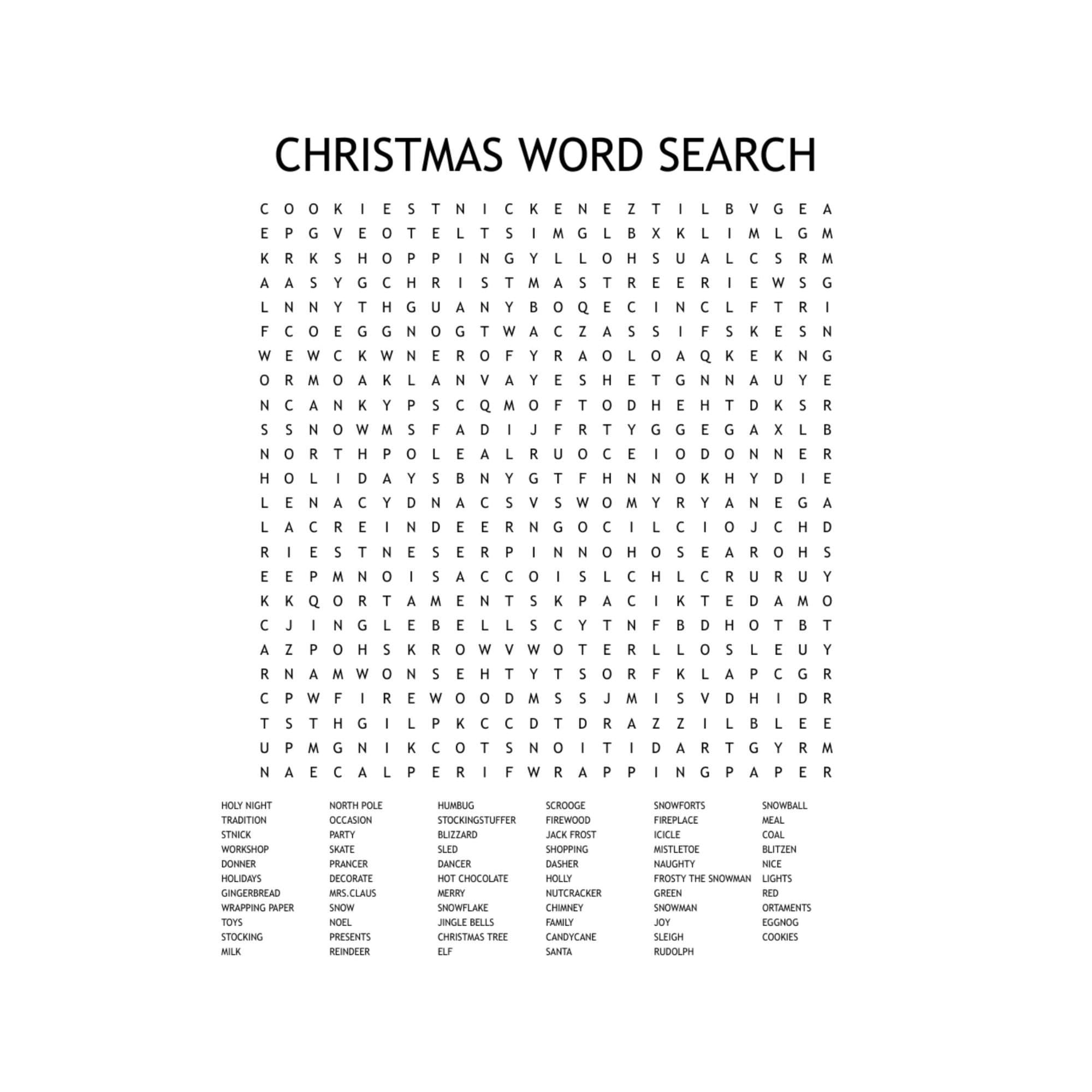 Christmas Word Search Printable Download | Pdf Instant Digital inside Christmas Word Search Difficult Printable