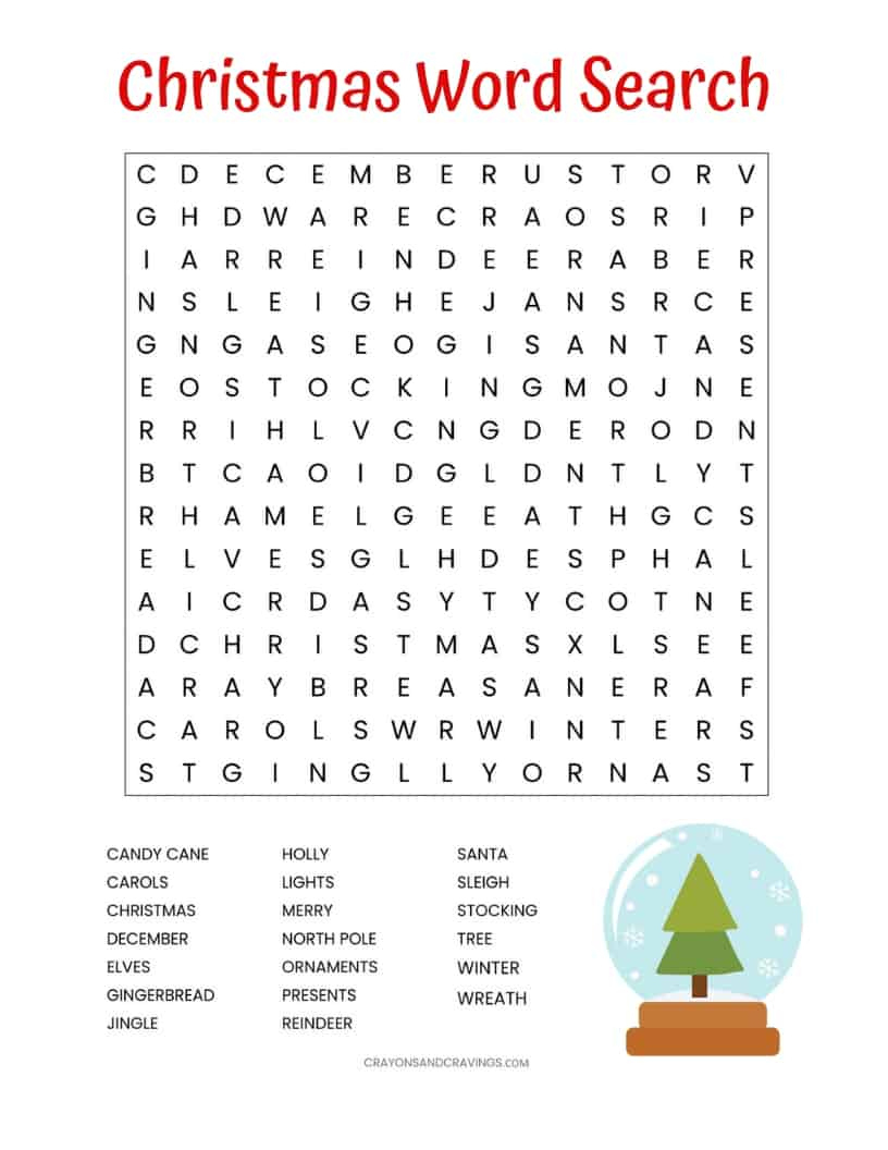 Christmas Word Search Printable (For Kids Or Adults) in Free Christmas Word Puzzles Printable