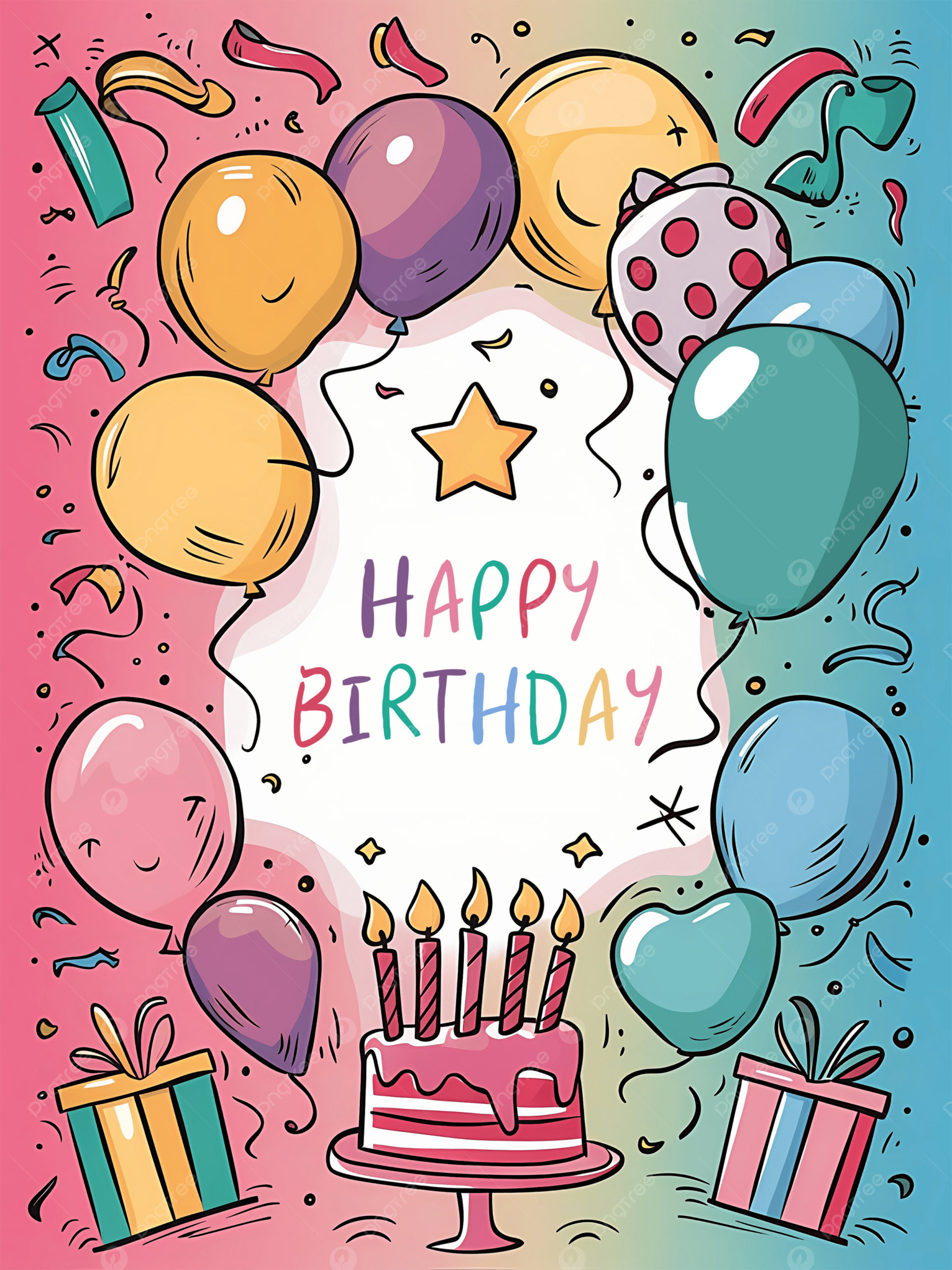 Colorful Birthday Greeting Card Template Template Download On Pngtree regarding Happy B Day Cards Printable
