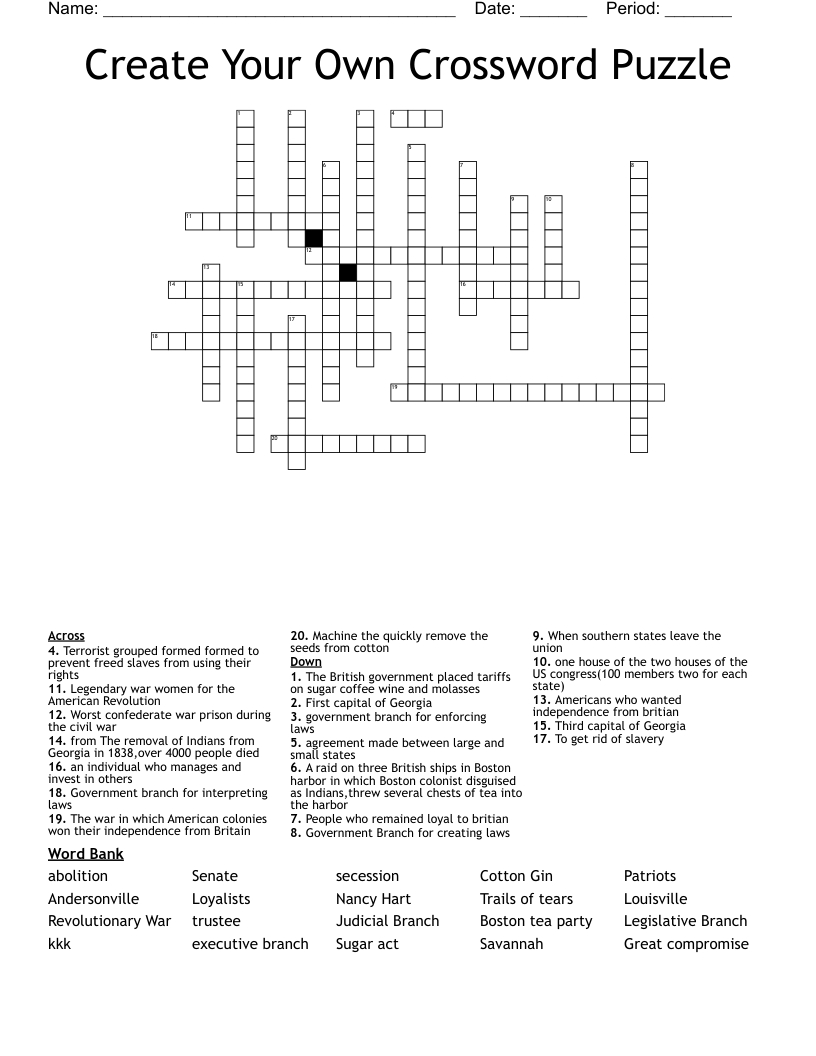 Create Your Own Crossword Puzzle - Wordmint with regard to Create Your Own Crossword Printable