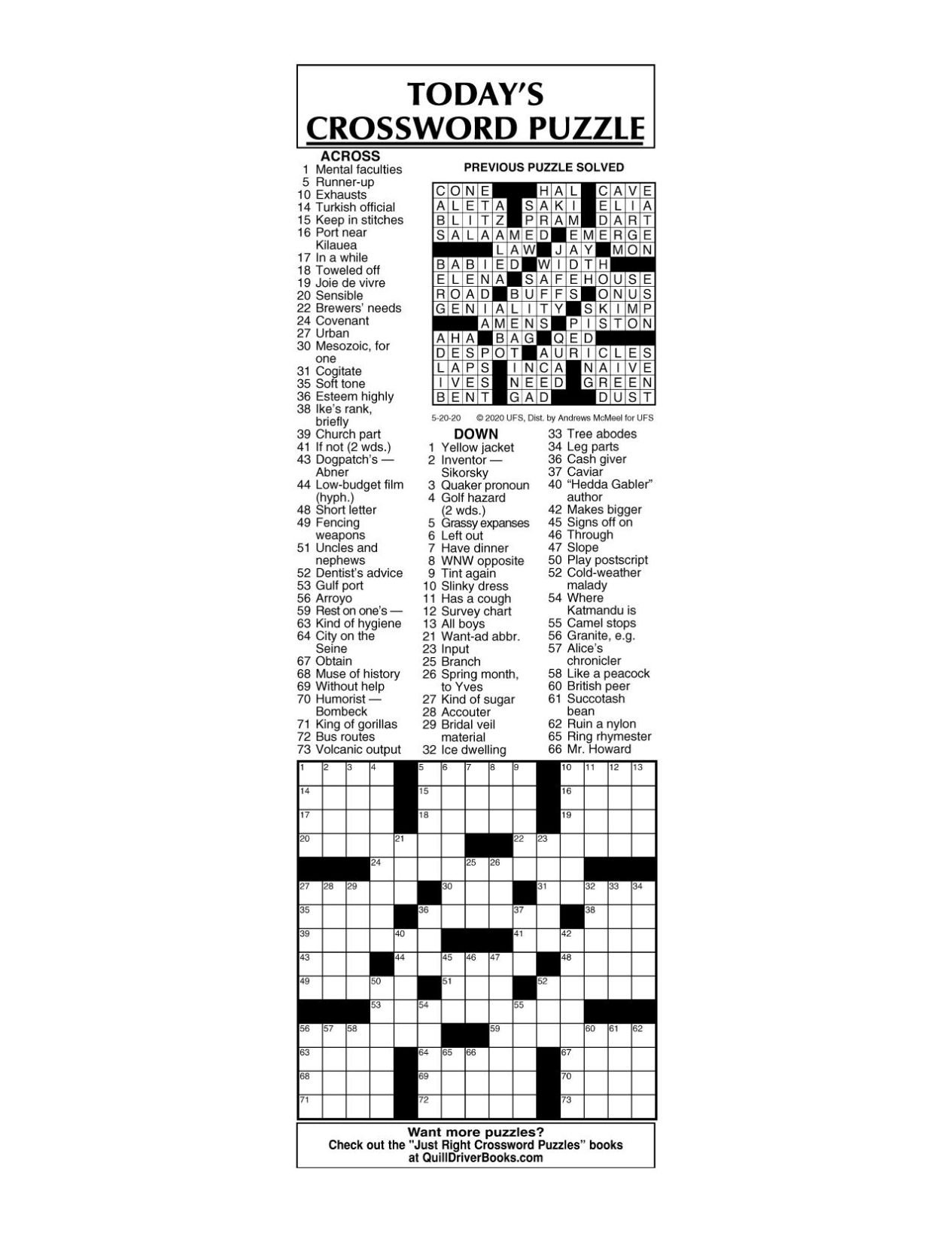 Crosswordmcmeel 5/20 | | Messenger-Inquirer intended for Andrews Mcmeel Crossword Answers Today Free Printable