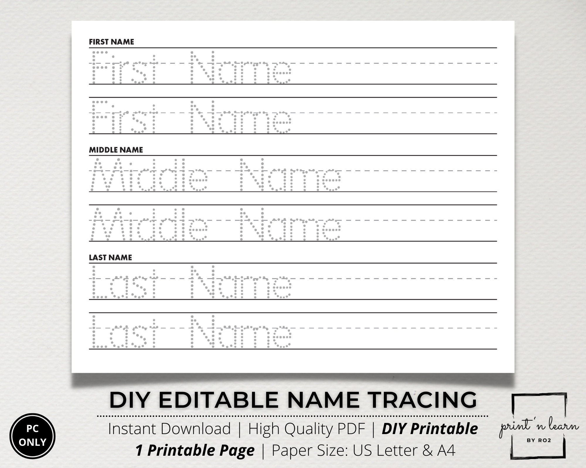 Custom Name Tracing Sheet, Handwriting Practice, Name Writing throughout Learn To Write Name Printables