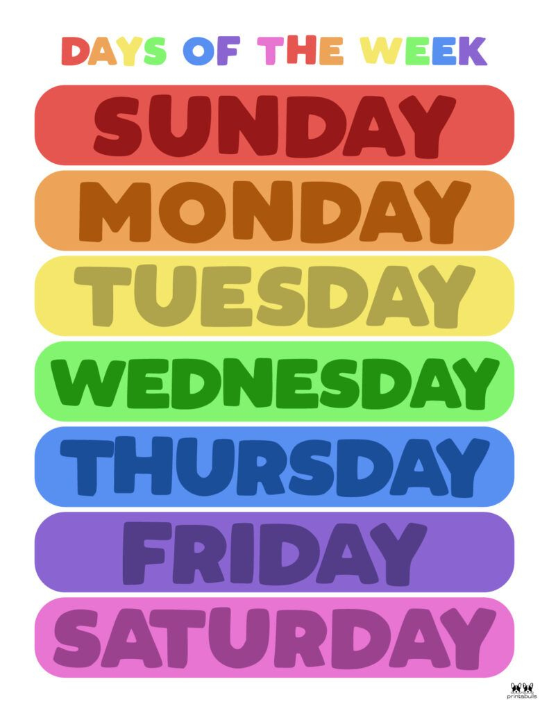 Days Of The Week Worksheets &amp;amp; Printables - 50 Free Pages | Printabulls intended for Days Of The Week Free Printable