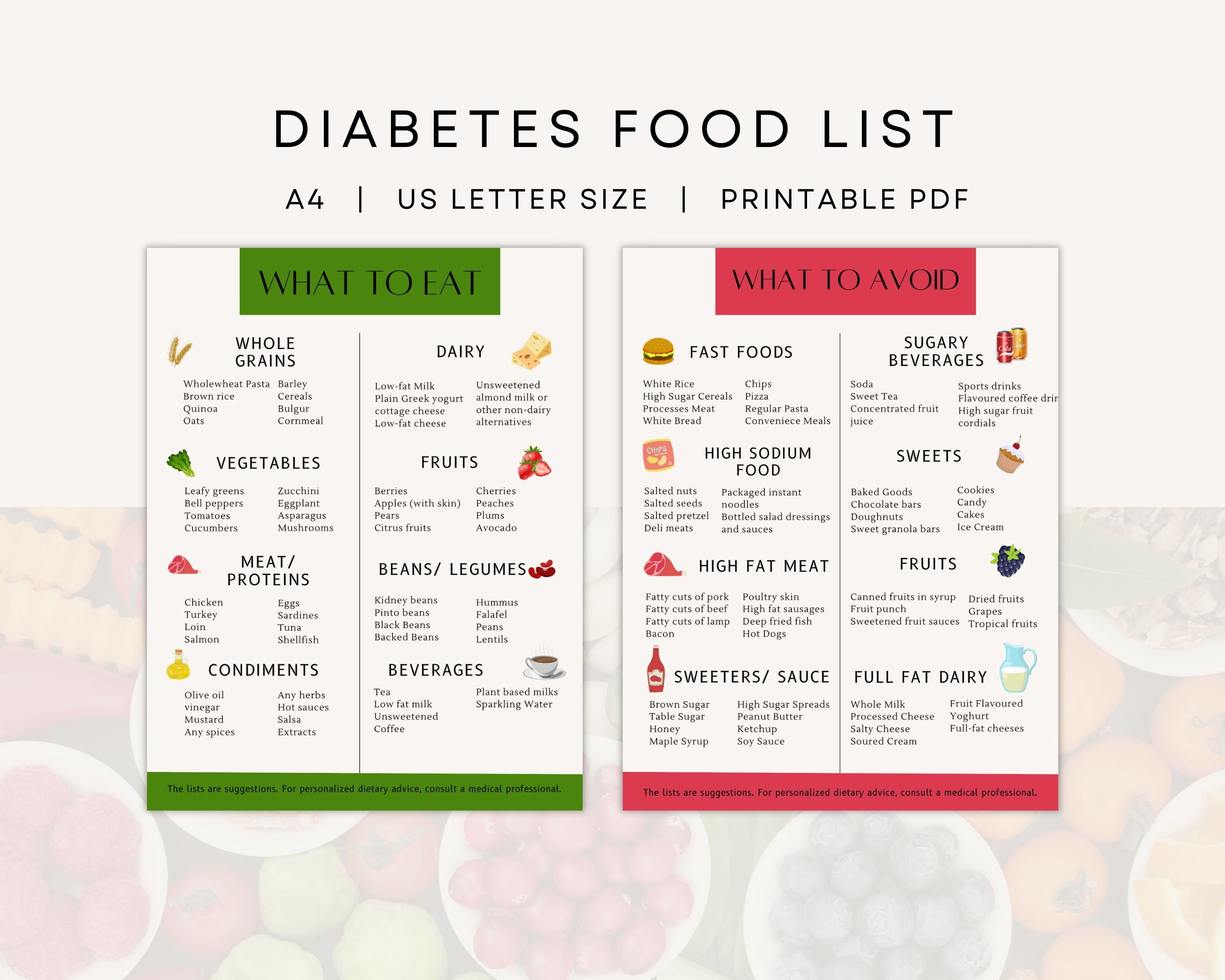 Diabetes Food List, Type 2 Diabetes, Diabetic Food Chart for Printable Type 2 Diabetes Food List