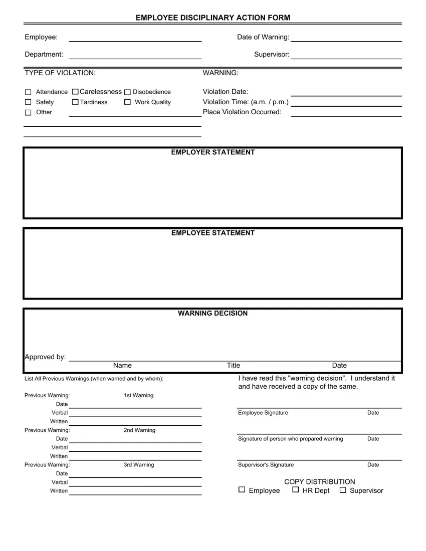 Disciplinary Action Form ≡ Fill Out Printable Pdf Forms Online with regard to Employee Write Up Printable Disciplinary Action Form