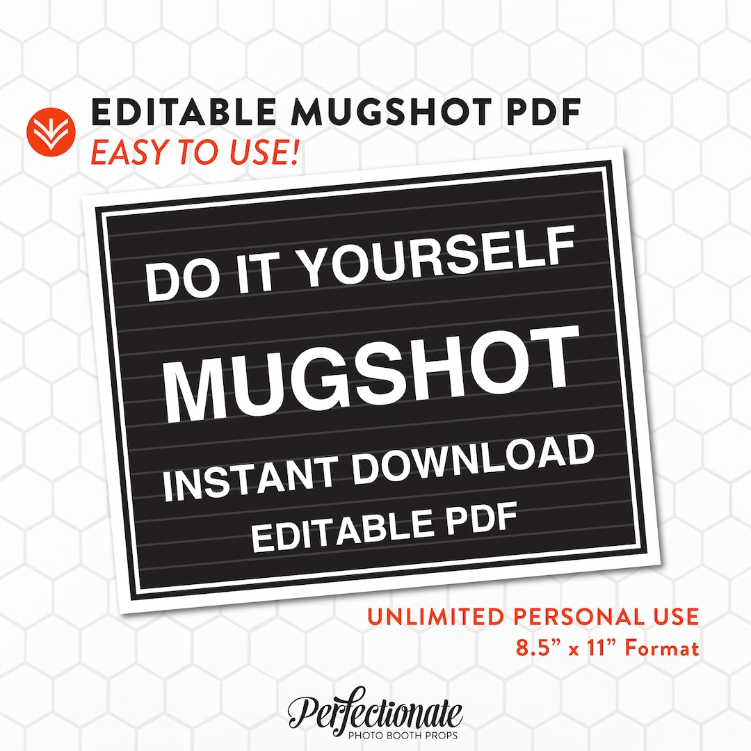 Diy Mugshot Sign | Mugshot Template | Unlimited Personal Use in Editable Printable Jail Sign Template