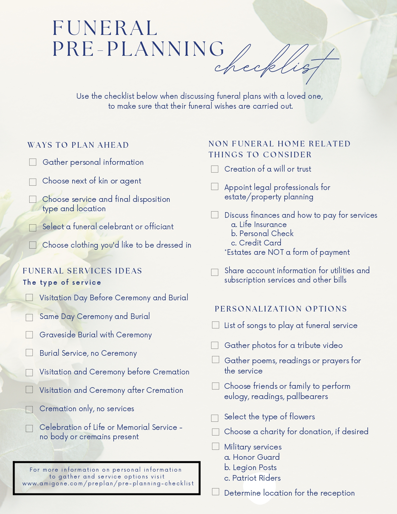Download Our Free Funeral Pre-Planning Checklist Here with Printable Funeral Pre Planning Worksheet